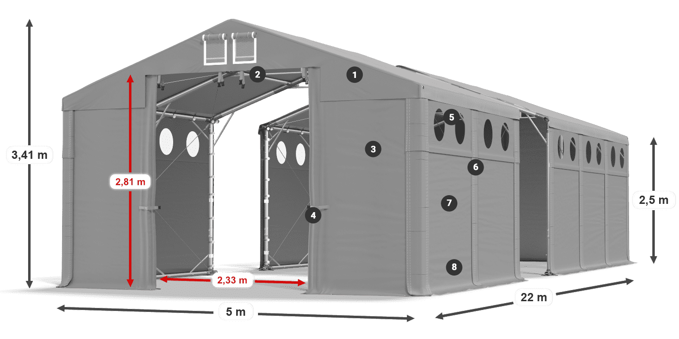 Dach: SD 560 PVC Ściany: MS O 580 PVC legenda 2.5m