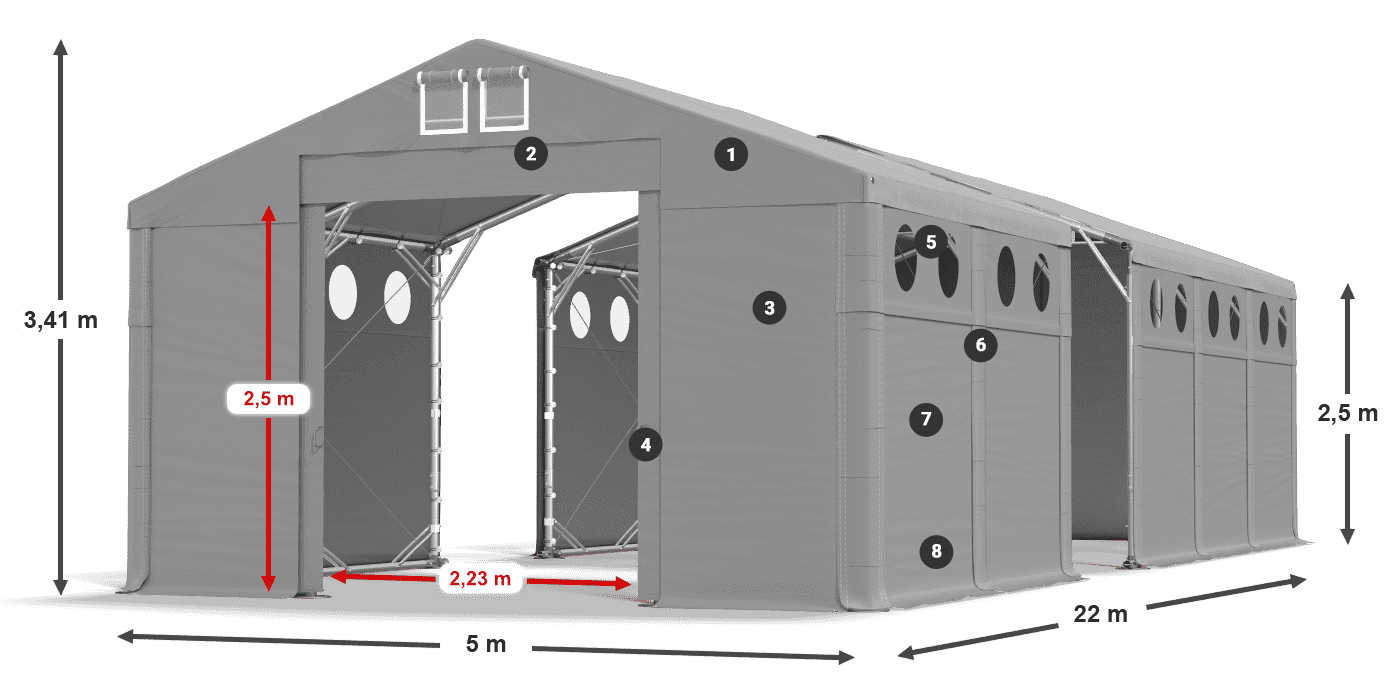 Dach: SD 560 PVC Ściany: MS O 580 PVC legenda 2.5m