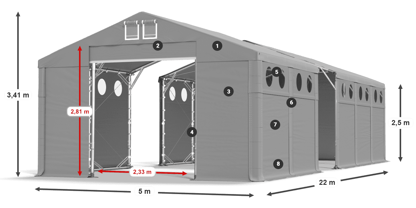 Dach: SD 560 PVC Ściany: MS O 580 PVC legenda 2.5m