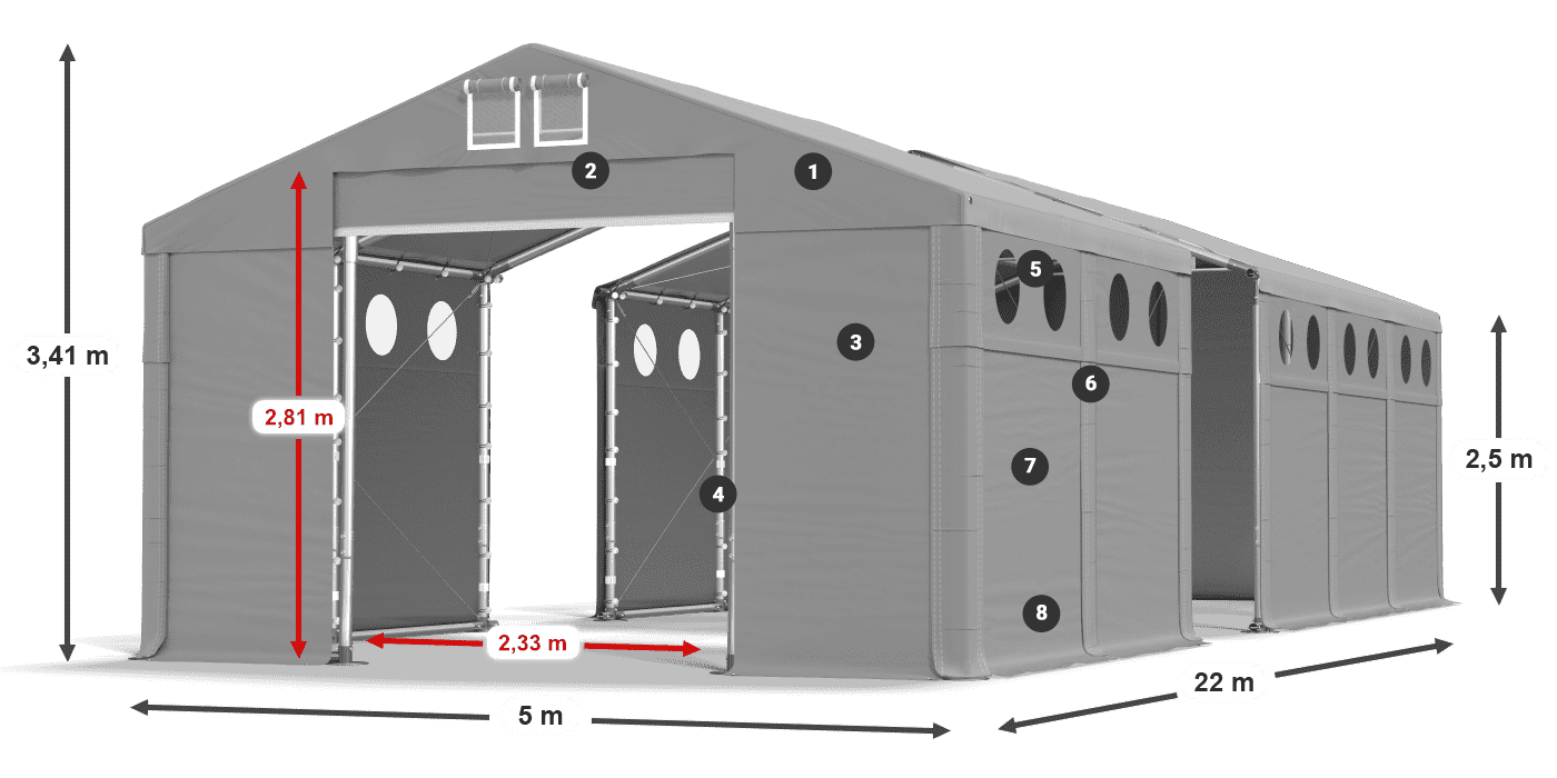 Dach: SD 560 PVC Ściany: MS O 580 PVC legenda 2.5m
