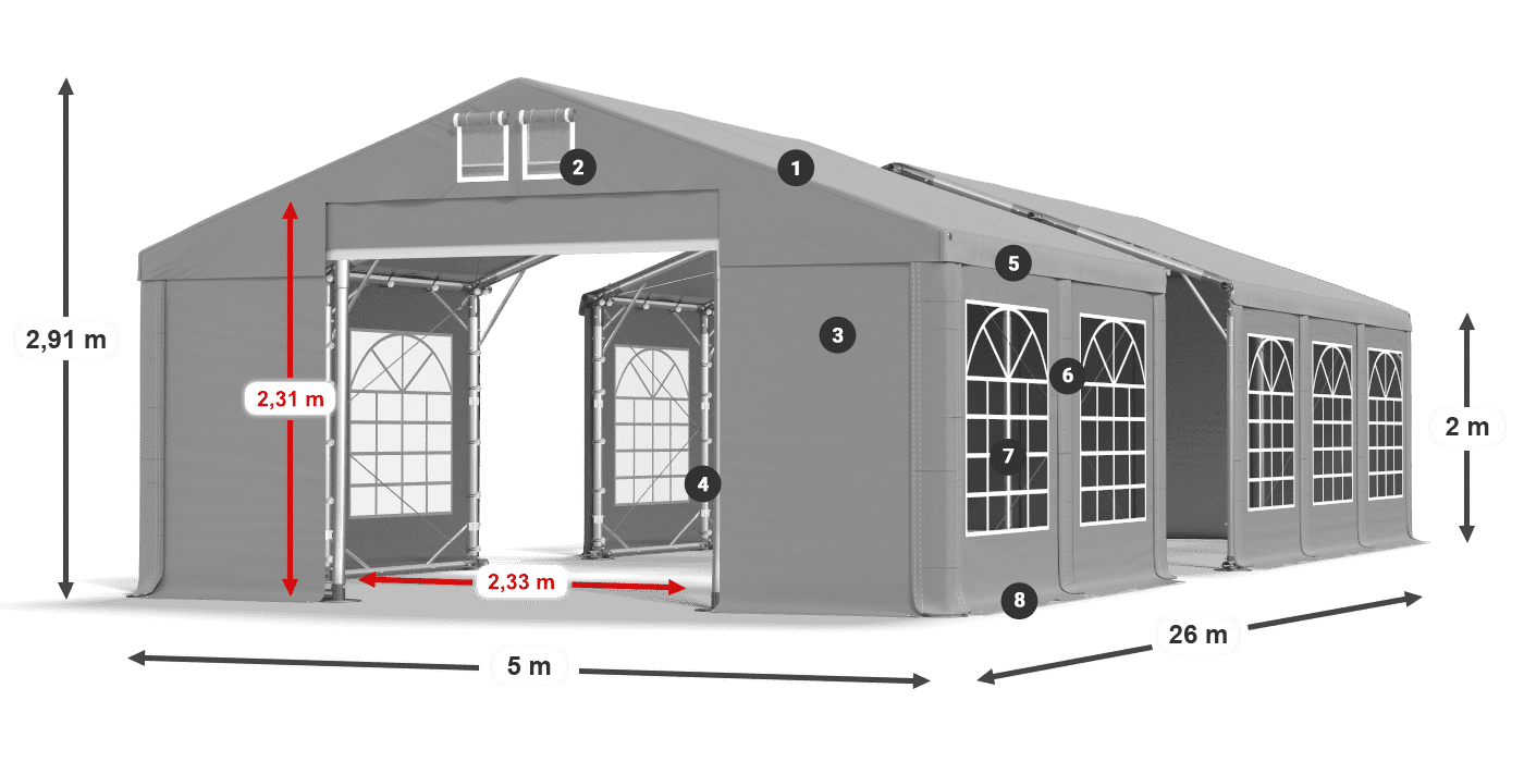 Dach: FR 620 PVC Ściany: SD 500 PVC 2m legenda