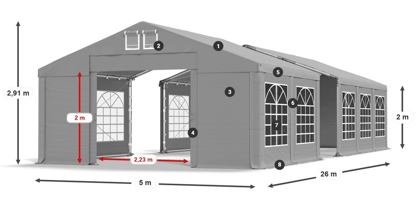 Dach: FR 620 PVC Ściany: SD 500 PVC 2m legenda
