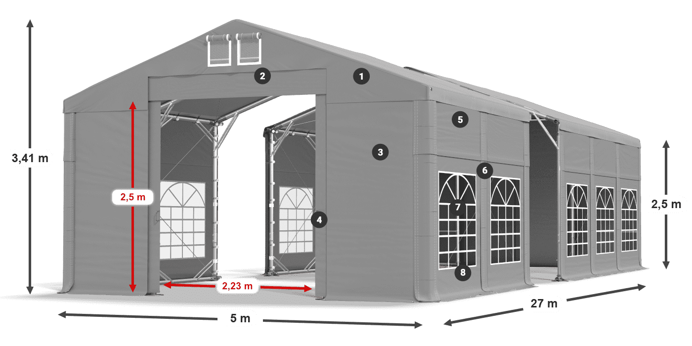 Dach: FR 620 PVC Ściany: SD 500 PVC 2.5m legenda