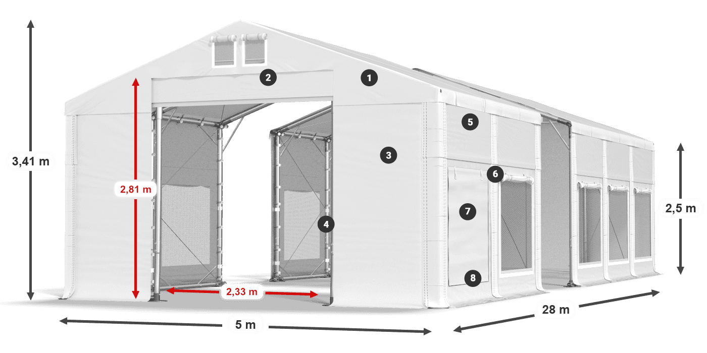 Dach: FR 620 PVC Ściany: SD 500 PVC 2.5m legenda