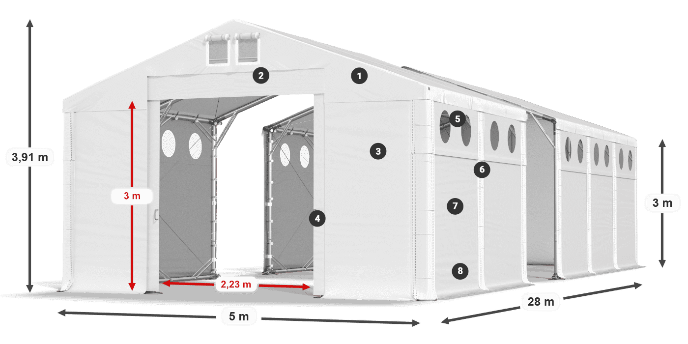 Dach: FR 620 PVC Ściany: SD O 500 PVC 3m legenda