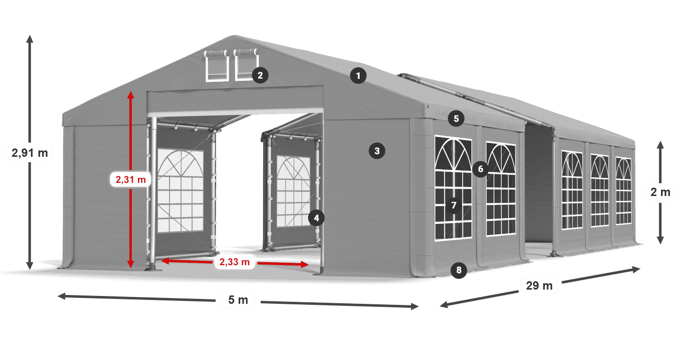 Dach: FR 620 PVC Ściany: SD 500 PVC 2m legenda