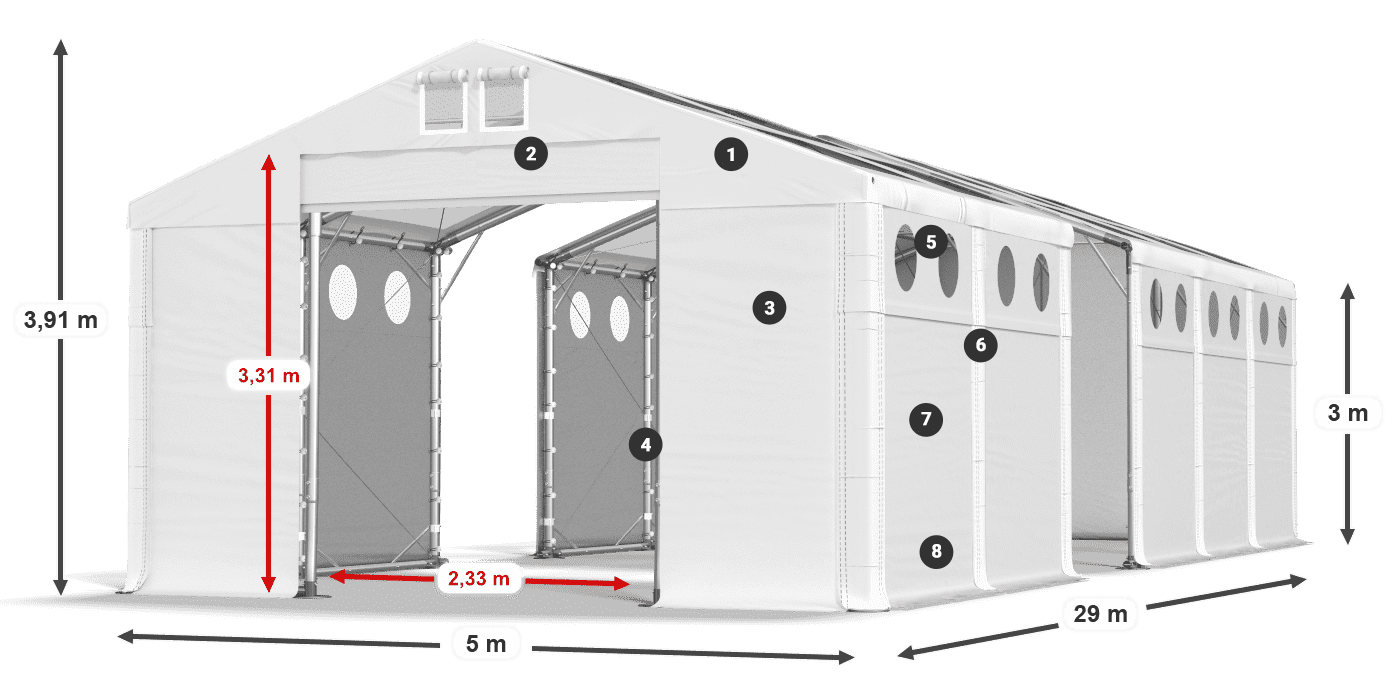 Dach: MS T 580 PVC Ściany: MS O 580 PVC 3m legenda