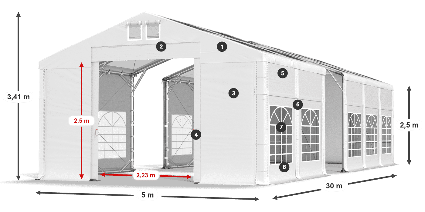 Dach: MS 580 PVC Ściany: SD 500 PVC 2.5m legenda
