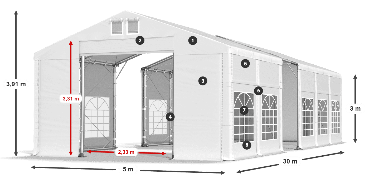 Dach: FR 620 PVC Ściany: SD 500 PVC 3m legenda