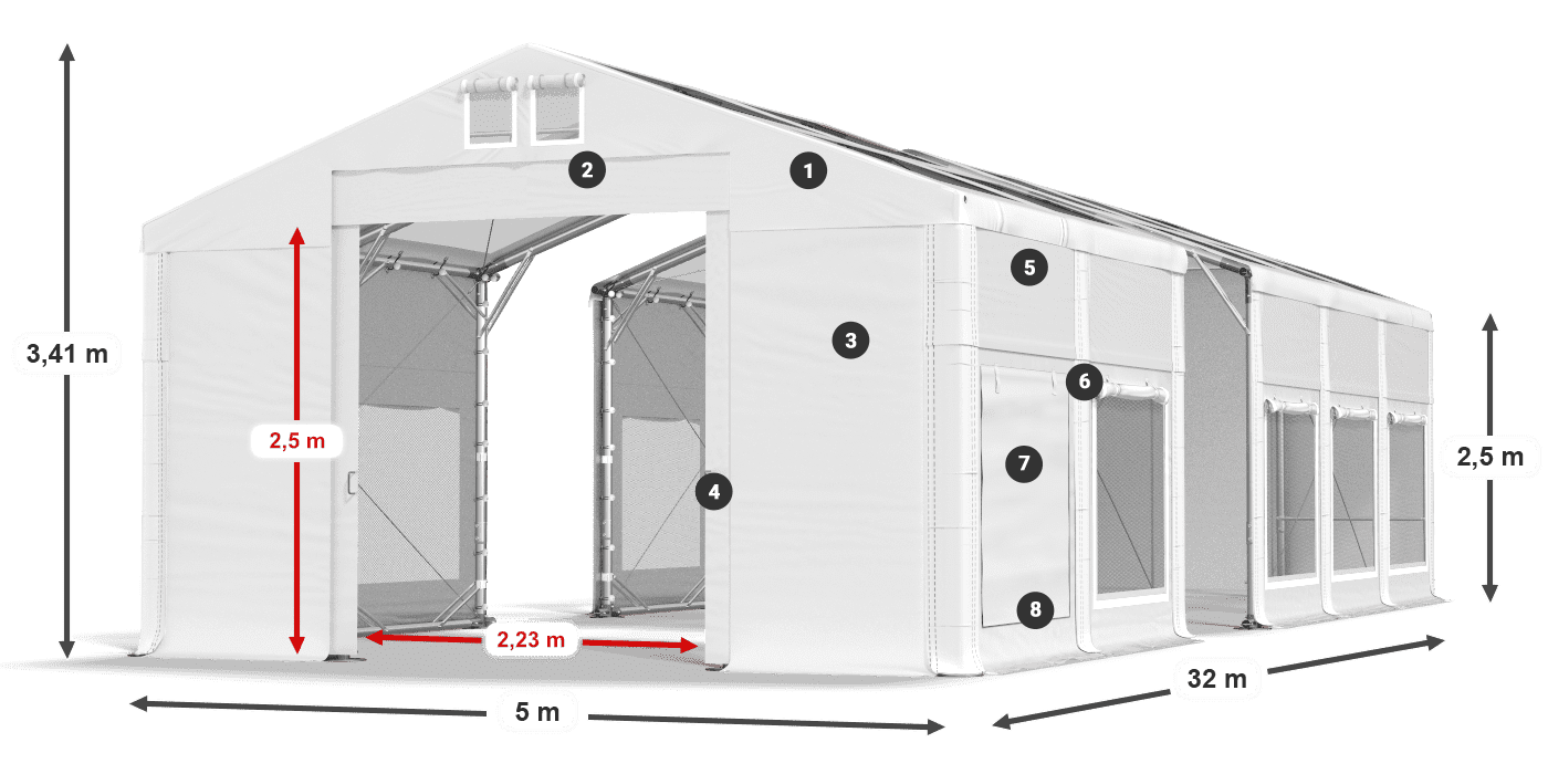Dach: MS T 580 PVC Ściany: SD M 500 PVC 2,5m legenda