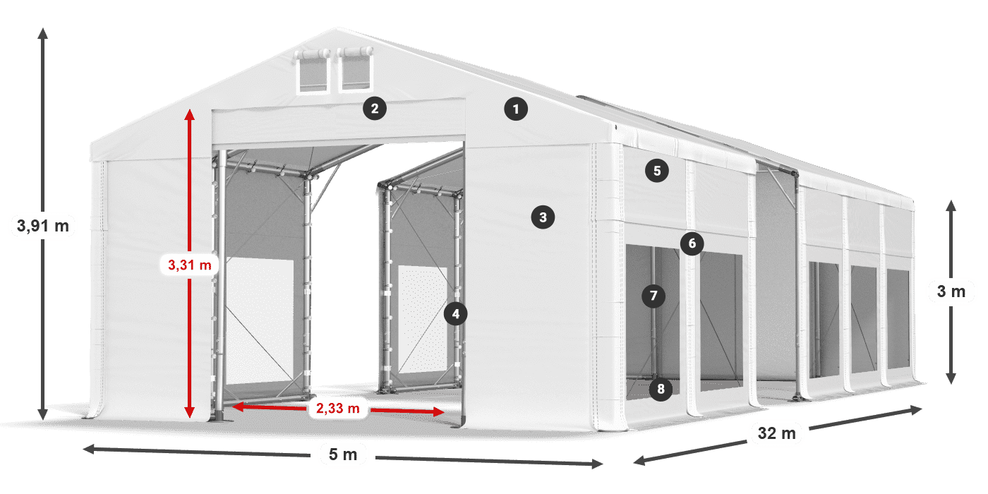 Dach: MS 580 PVC Ściany: MS 580 PVC 3m legenda