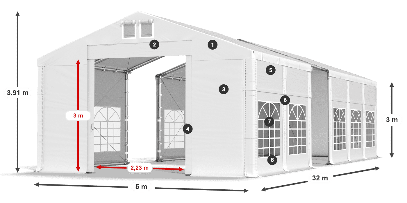 Dach: SD 560 PVC Ściany: FR 620 PVC legenda 3m