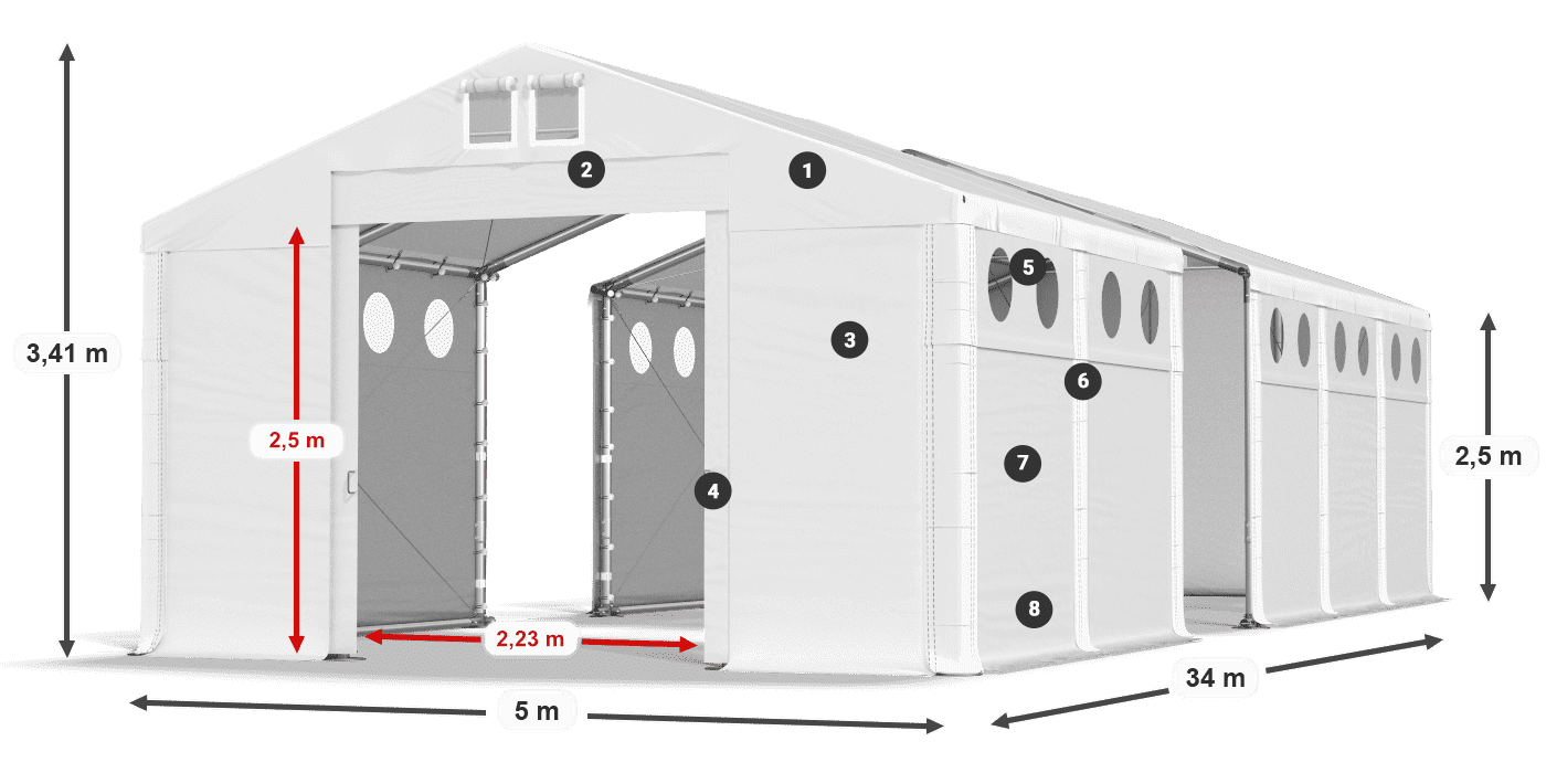 Dach: SD 560 PVC Ściany: FR O 620 PVC legenda 2.5m