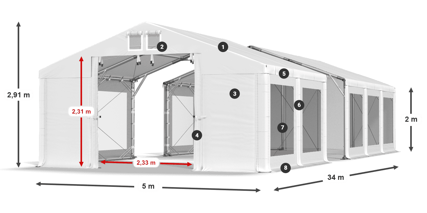 Dach: MS 580 PVC Ściany: MS 580 PVC 2m legenda