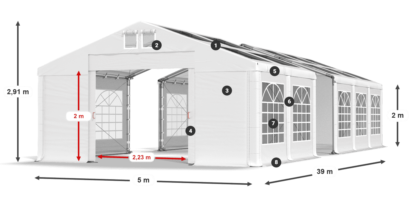Dach: MS 580 PVC Ściany: SD 500 PVC 2m legenda
