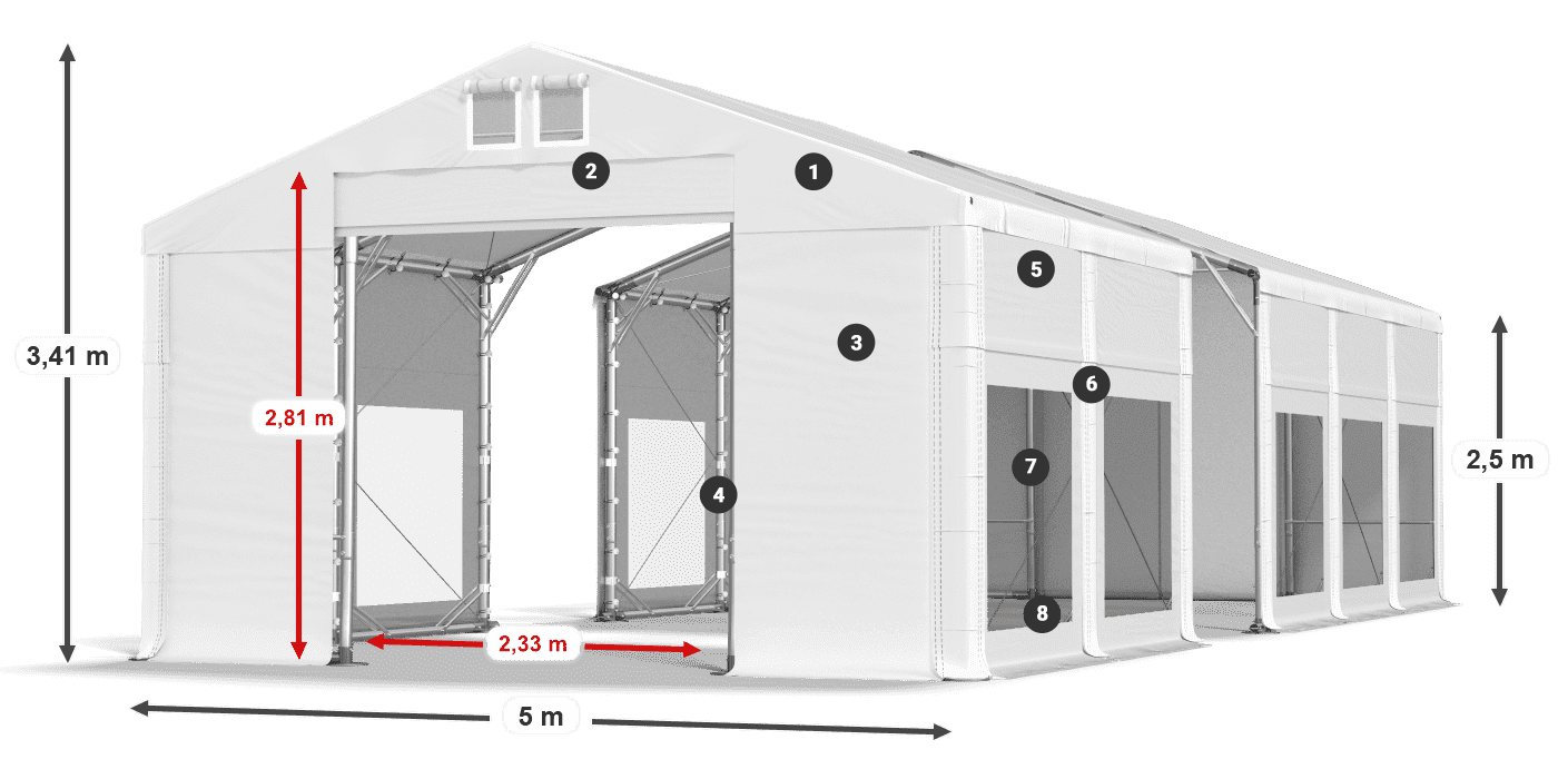 Dach: FR 620 PVC Ściany: MS 580 PVC 2.5m legenda