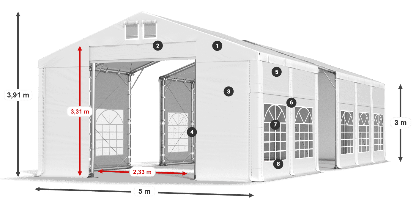 Dach: FR 620 PVC Ściany: SD 500 PVC 3m legenda