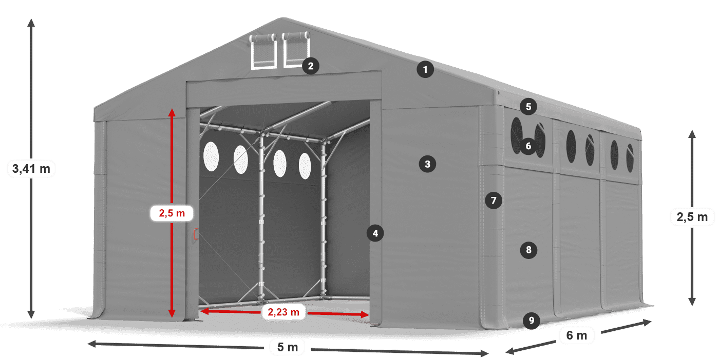 Dach: FR 620 PVC Ściany: SD O 500 PVC 2.5m legenda