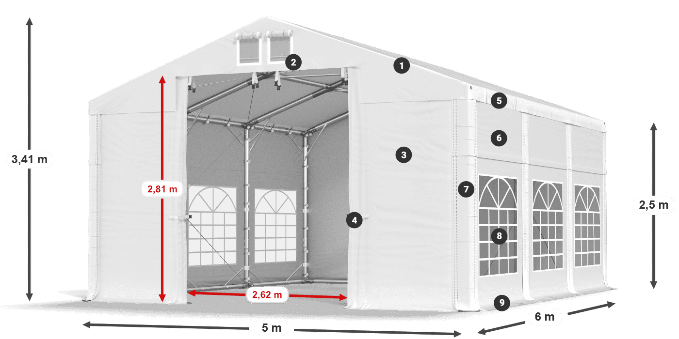 Dach: HFR 750 PVC Ściany: FR 620 PVC