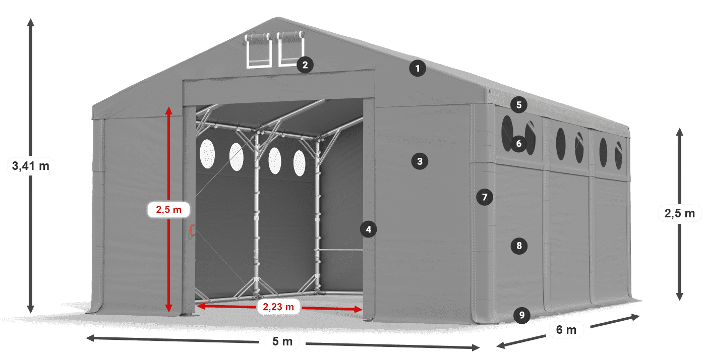 Dach: SD 560 PVC Ściany: MS O 580 PVC legenda 2.5m