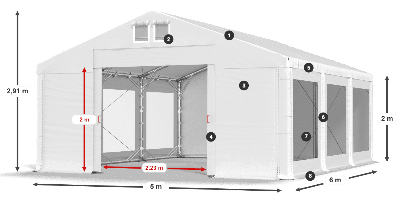Dach: FR 620 PVC Ściany: MS 580 PVC 2m legenda