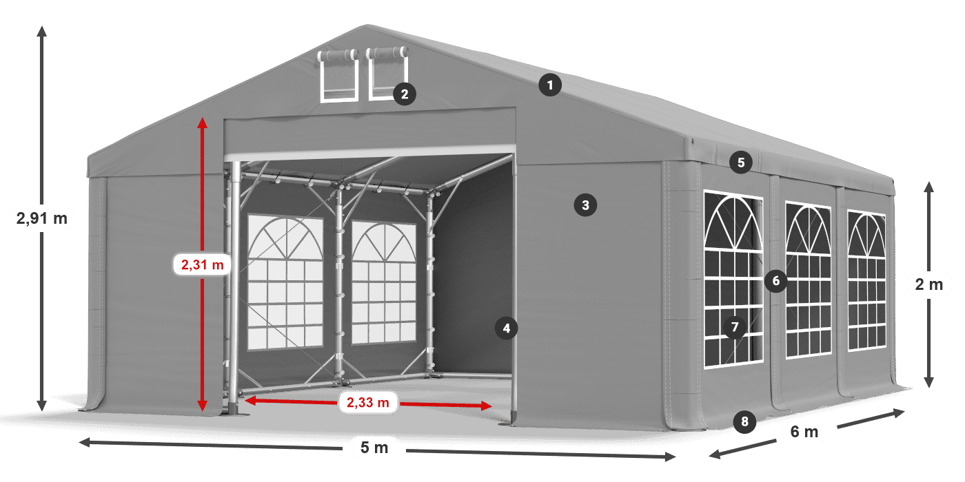 Dach: FR 620 PVC Ściany: SD 500 PVC 2m legenda