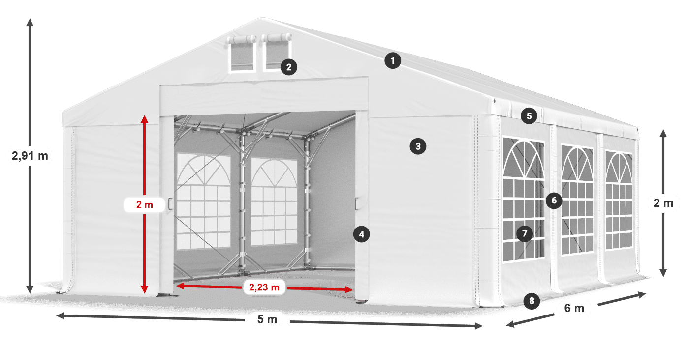 Dach: FR 620 PVC Ściany: SD 500 PVC 2m legenda