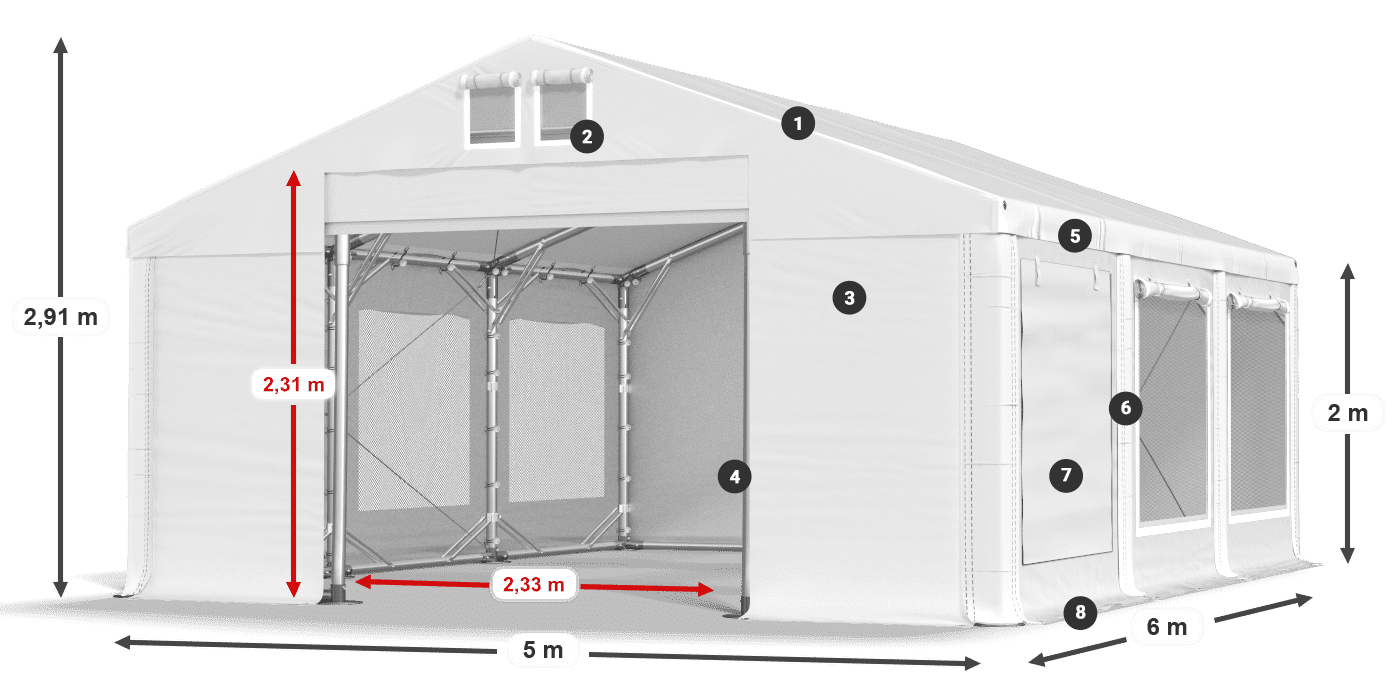 Dach: FR 620 PVC Ściany: SD 500 PVC
