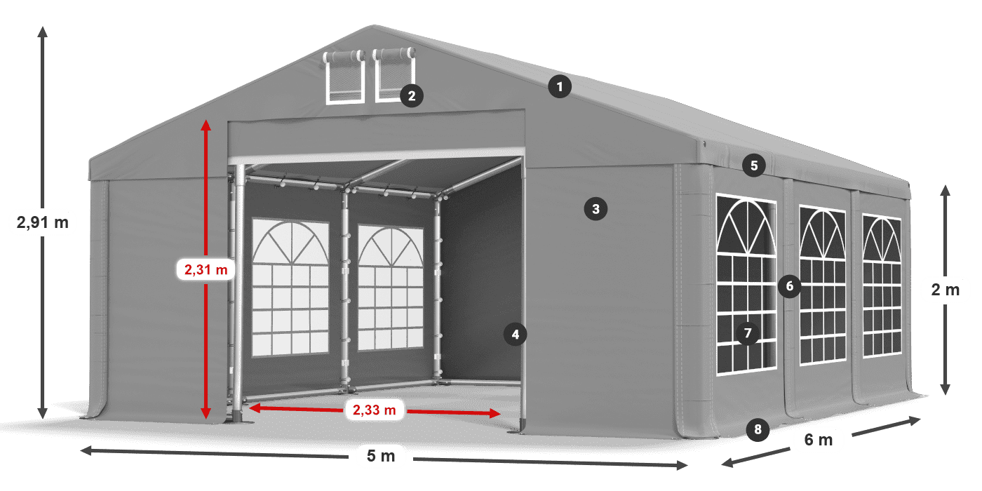 Dach: FR 620 PVC Ściany: SD 500 PVC 2m legenda