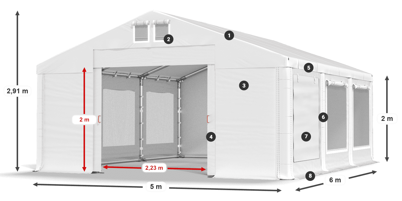 Dach: FR 620 PVC Ściany: SD 500 PVC 2m legenda