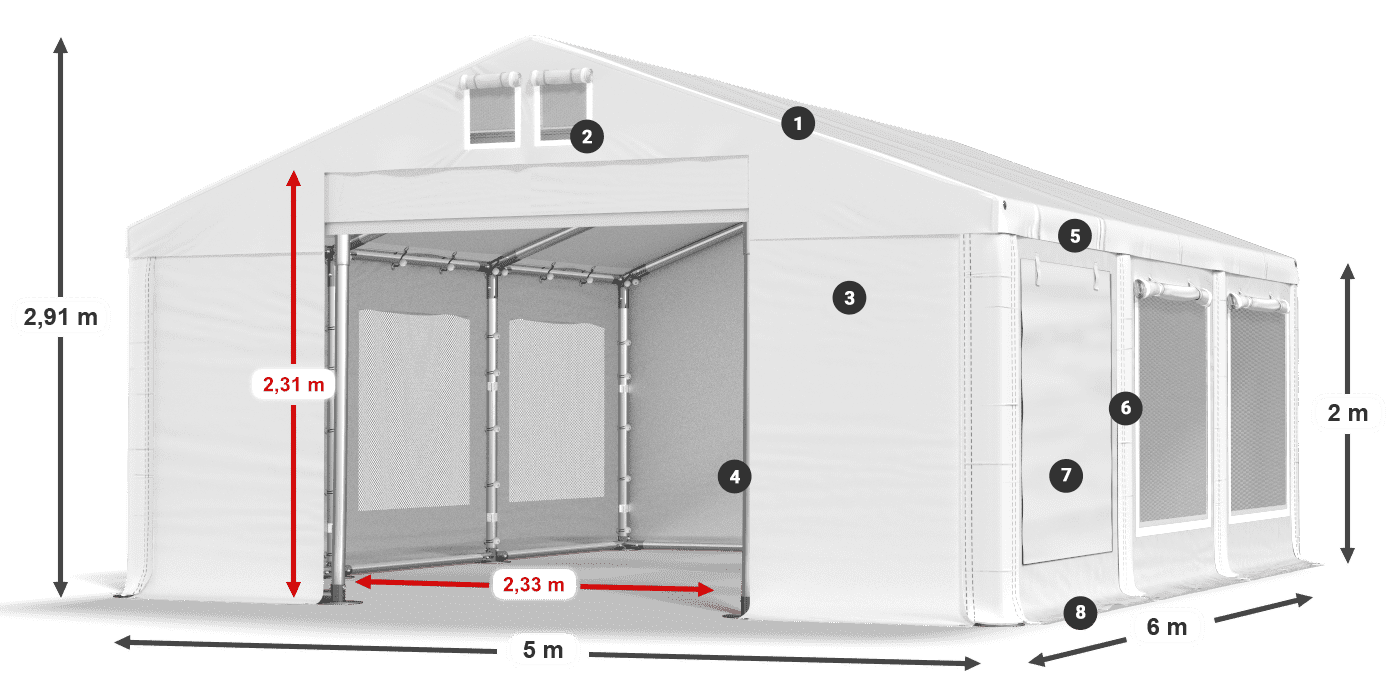 Dach: FR 620 PVC Ściany: SD 500 PVC 2m legenda