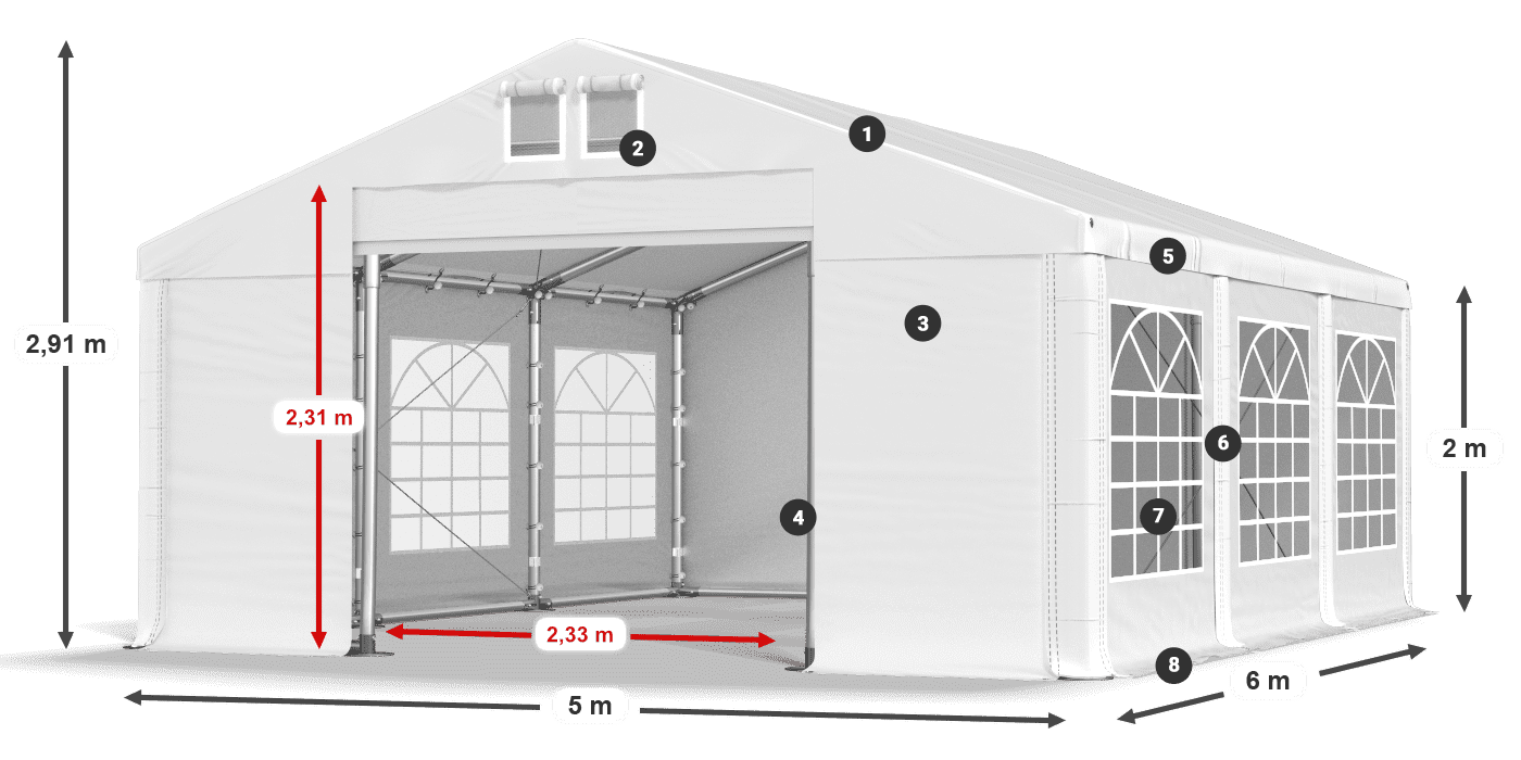 Dach: FR 620 PVC Ściany: SD 500 PVC 2m legenda