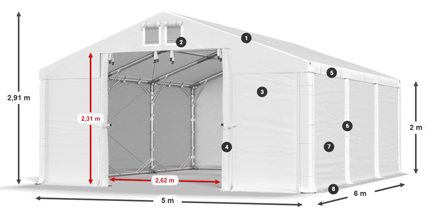 Dach: HFR 750 PVC Ściany: FR 620 PVC