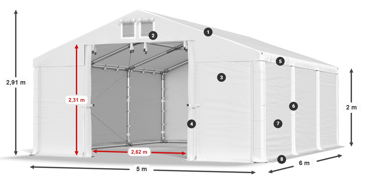 Dach: HFR 750 PVC Ściany: FR 620 PVC