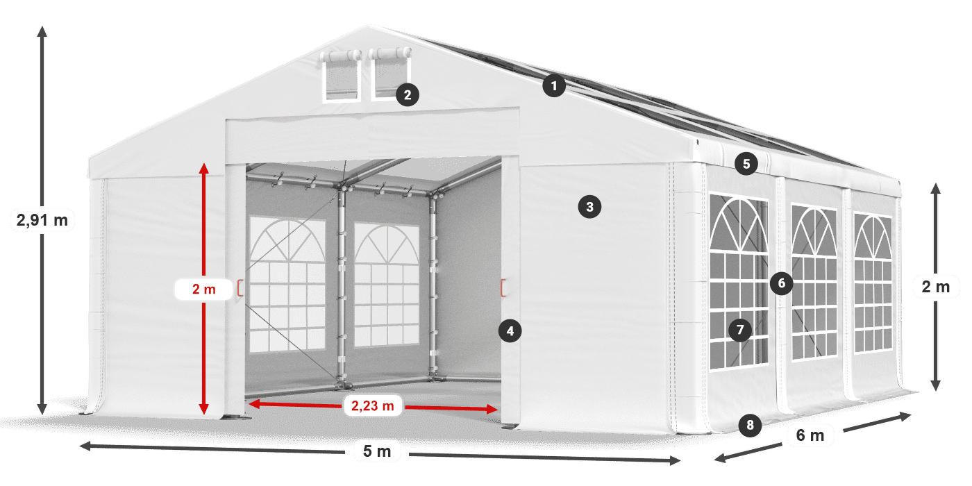 Dach: MS 580 PVC Ściany: FR 620 PVC