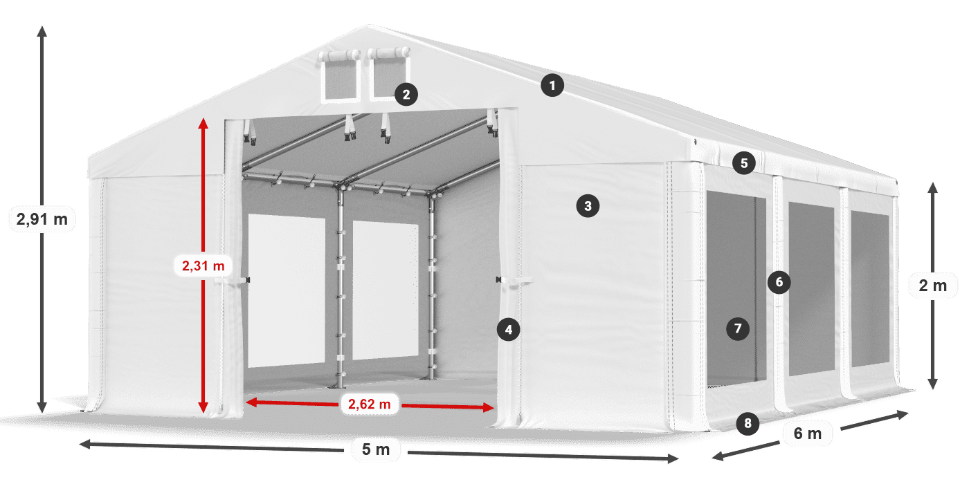 Dach: MS 580 PVC Ściany: MS 580 PVC