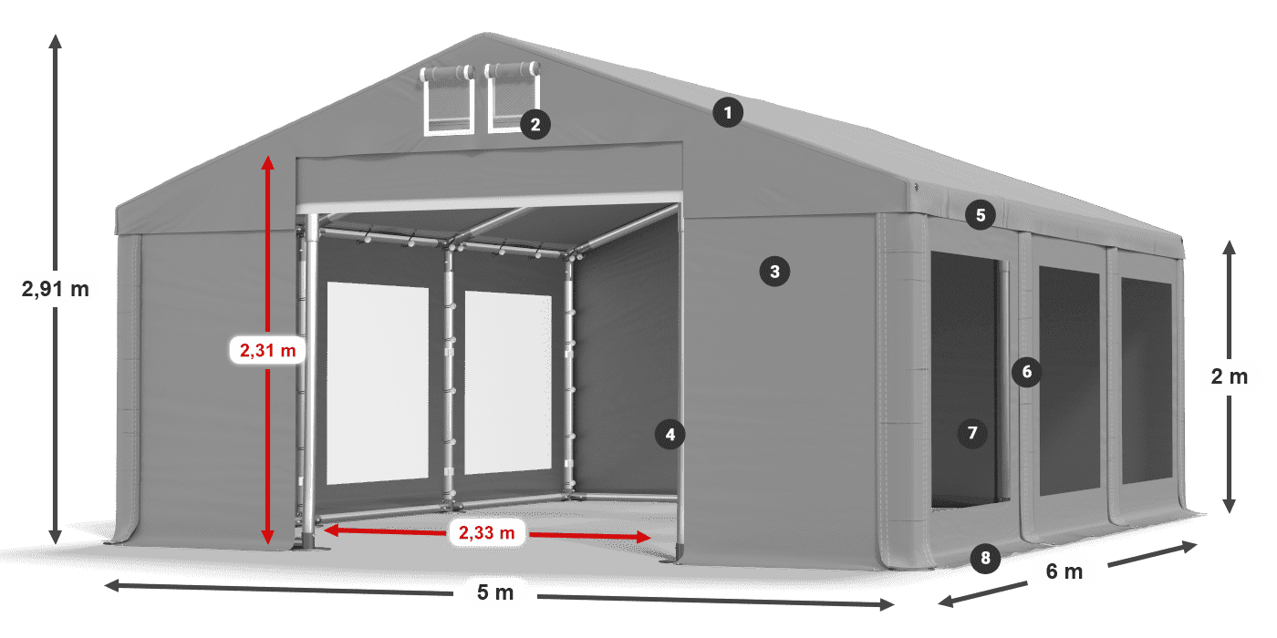 Dach: MS 580 PVC Ściany: MS 580 PVC 2m legenda