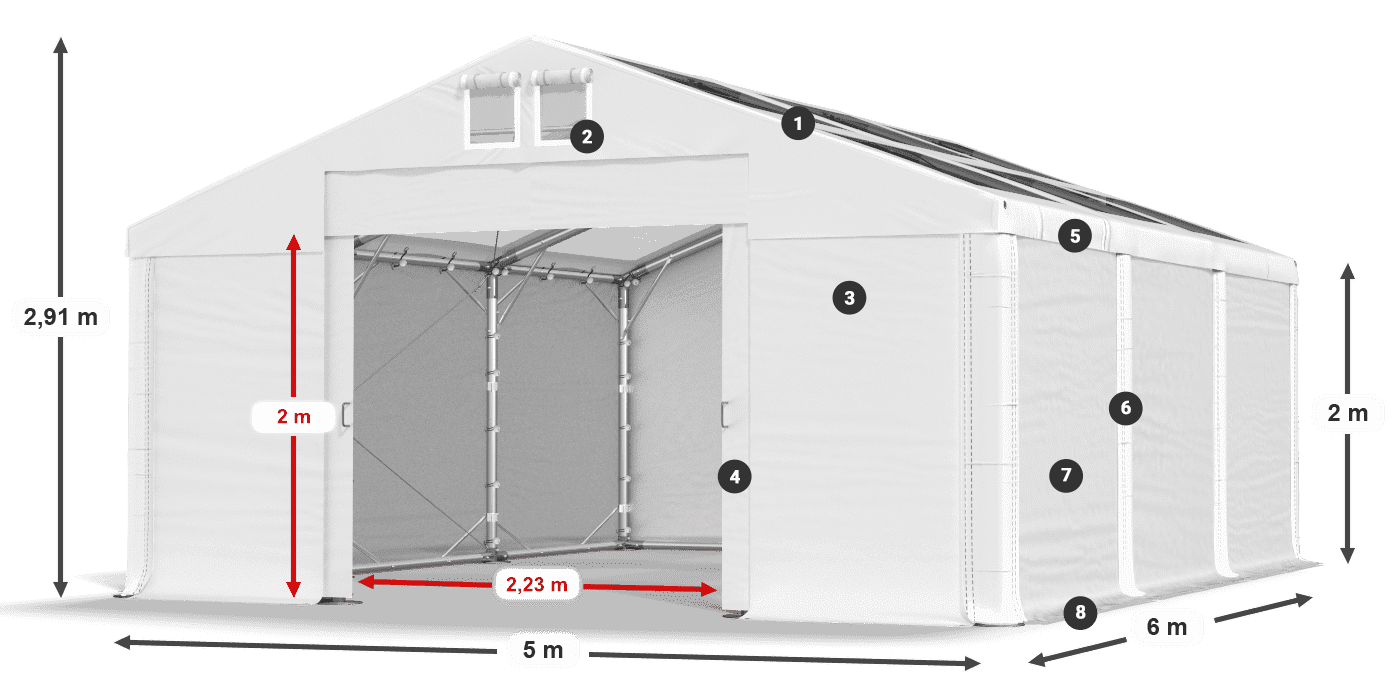 Dach: MS T 580 PVC Ściany: SD 500 PVC 2m legenda