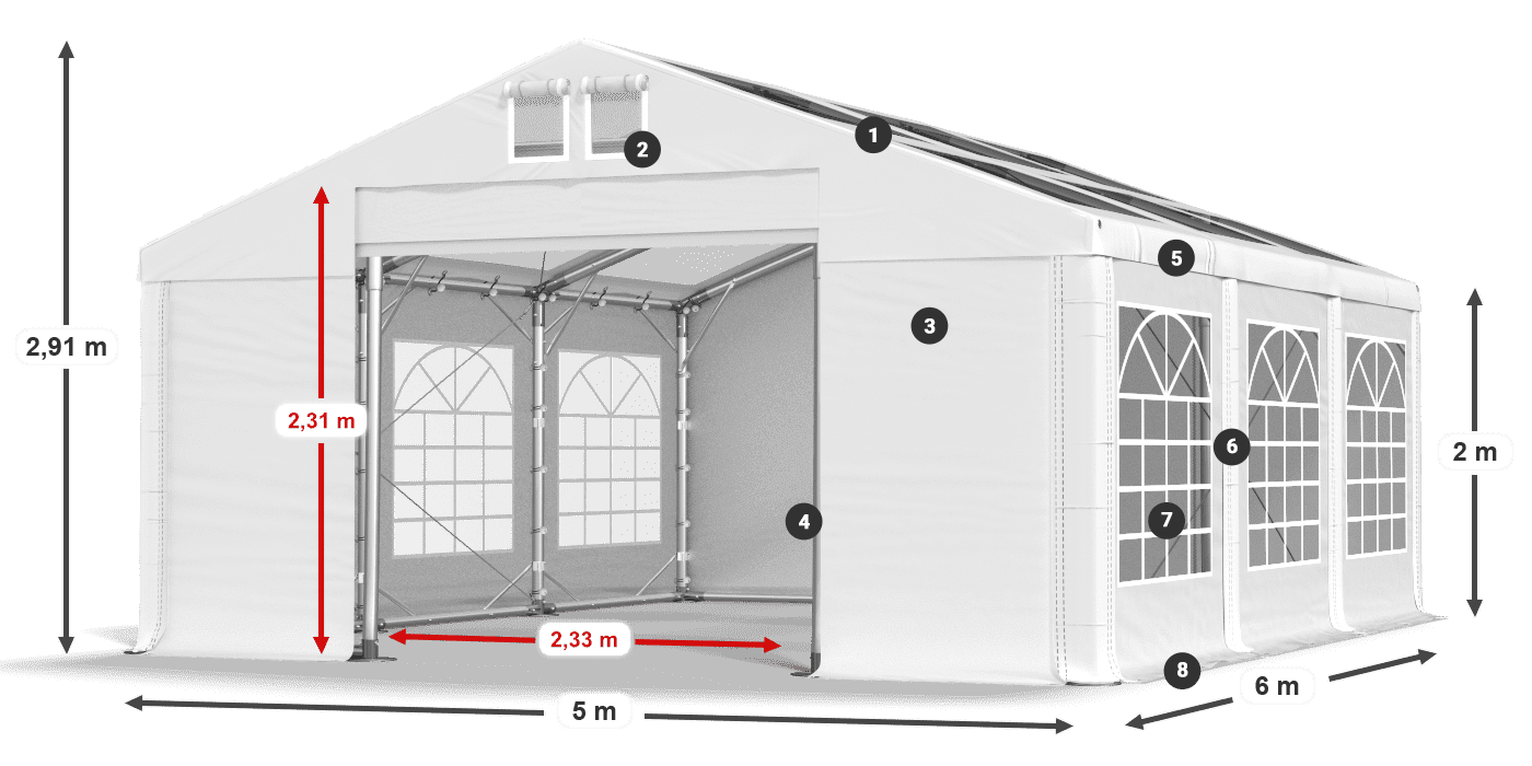 Dach: MS 580 PVC Ściany: SD 500 PVC 2m legenda