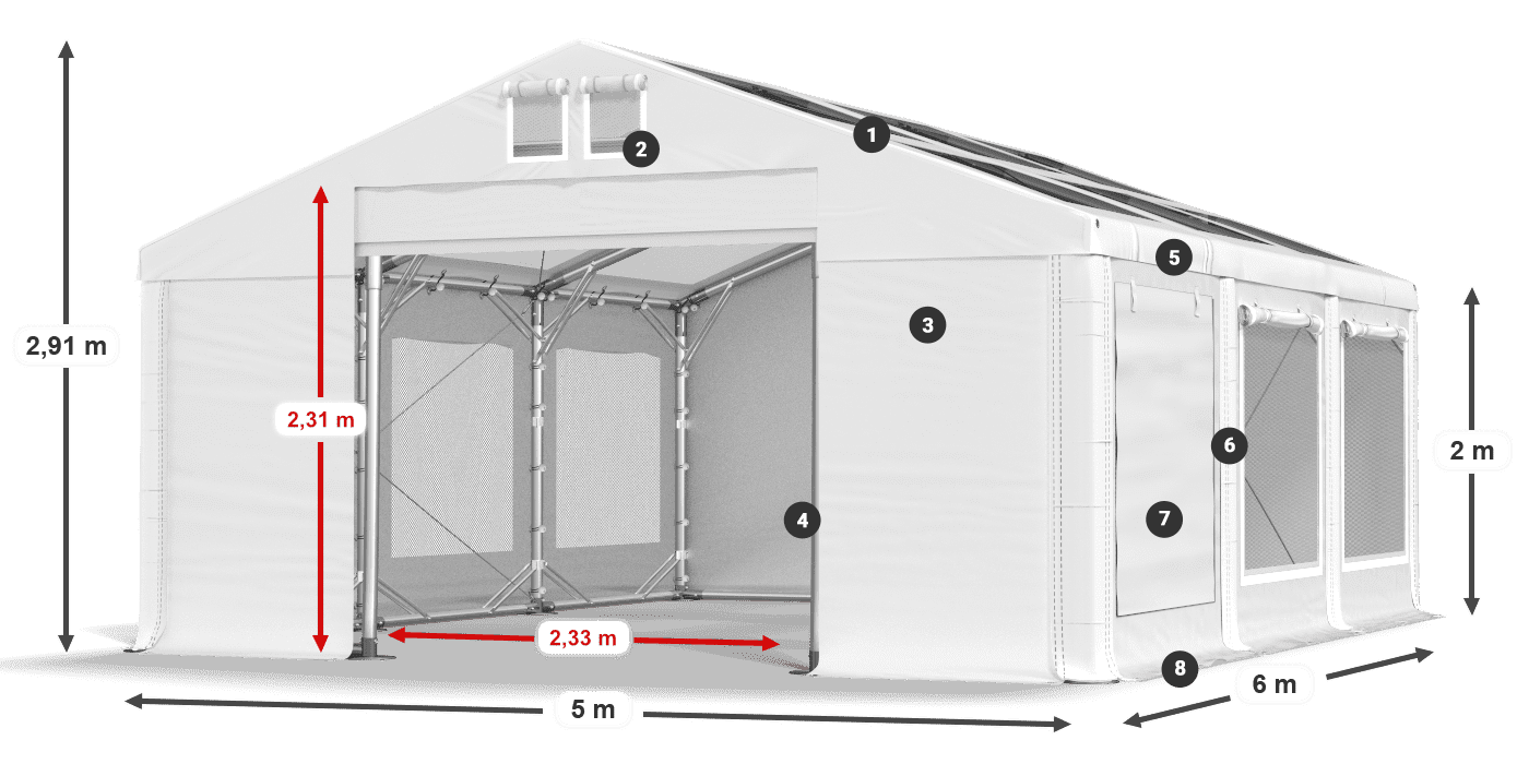 Dach: MS T 580 PVC Ściany: SDM  500 PVC 2m legenda