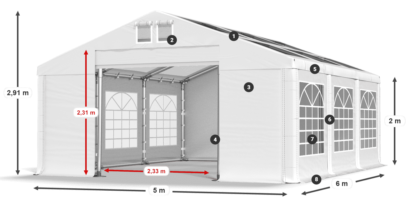 Dach: MS 580 PVC Ściany: SD 500 PVC 2m legenda
