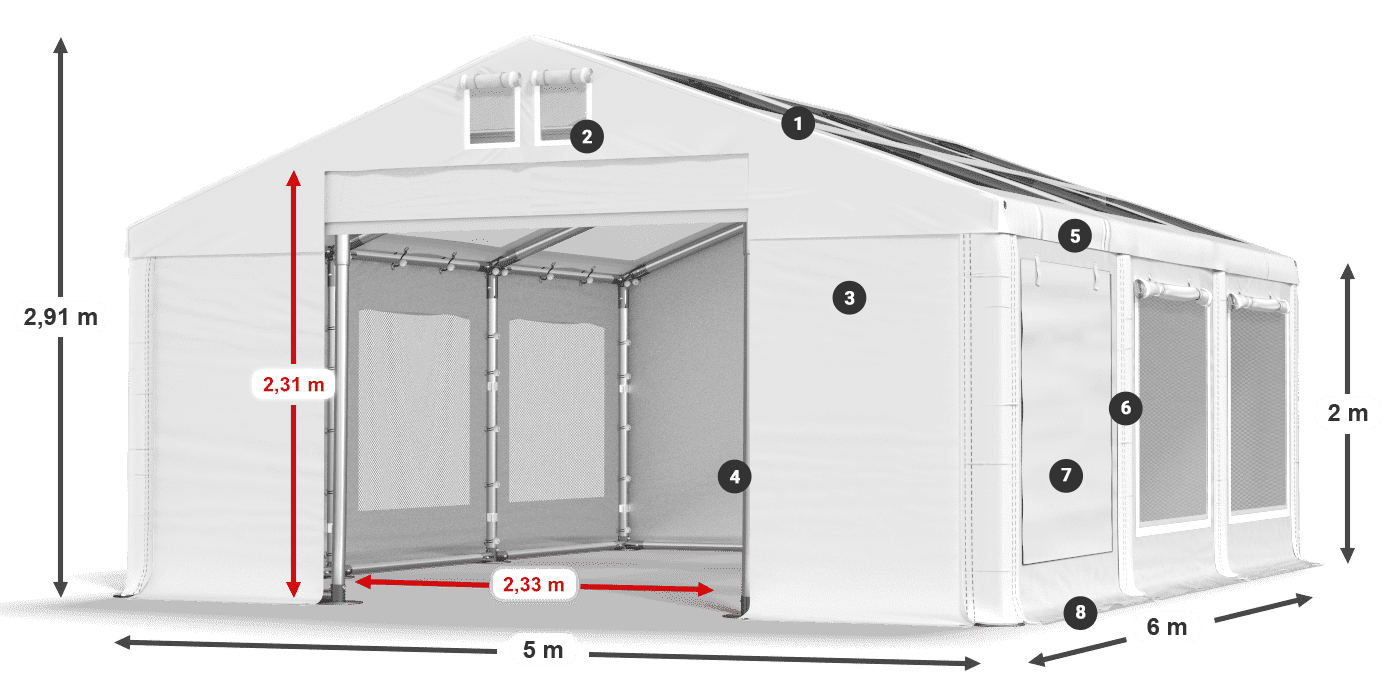 Dach: MS T 580 PVC Ściany: SDM  500 PVC 2m legenda