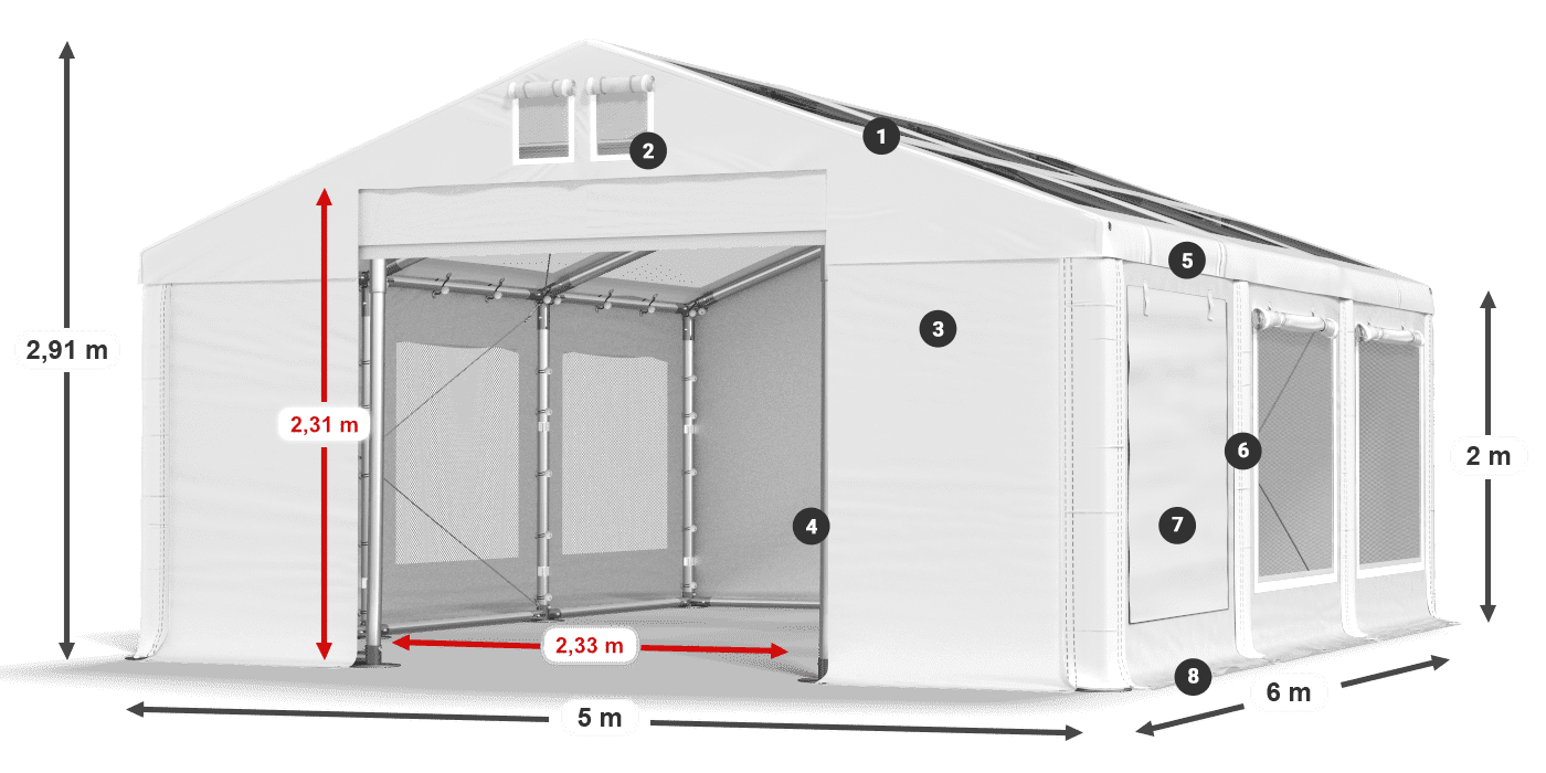 Dach: MS T 580 PVC Ściany: SDM  500 PVC 2m legenda