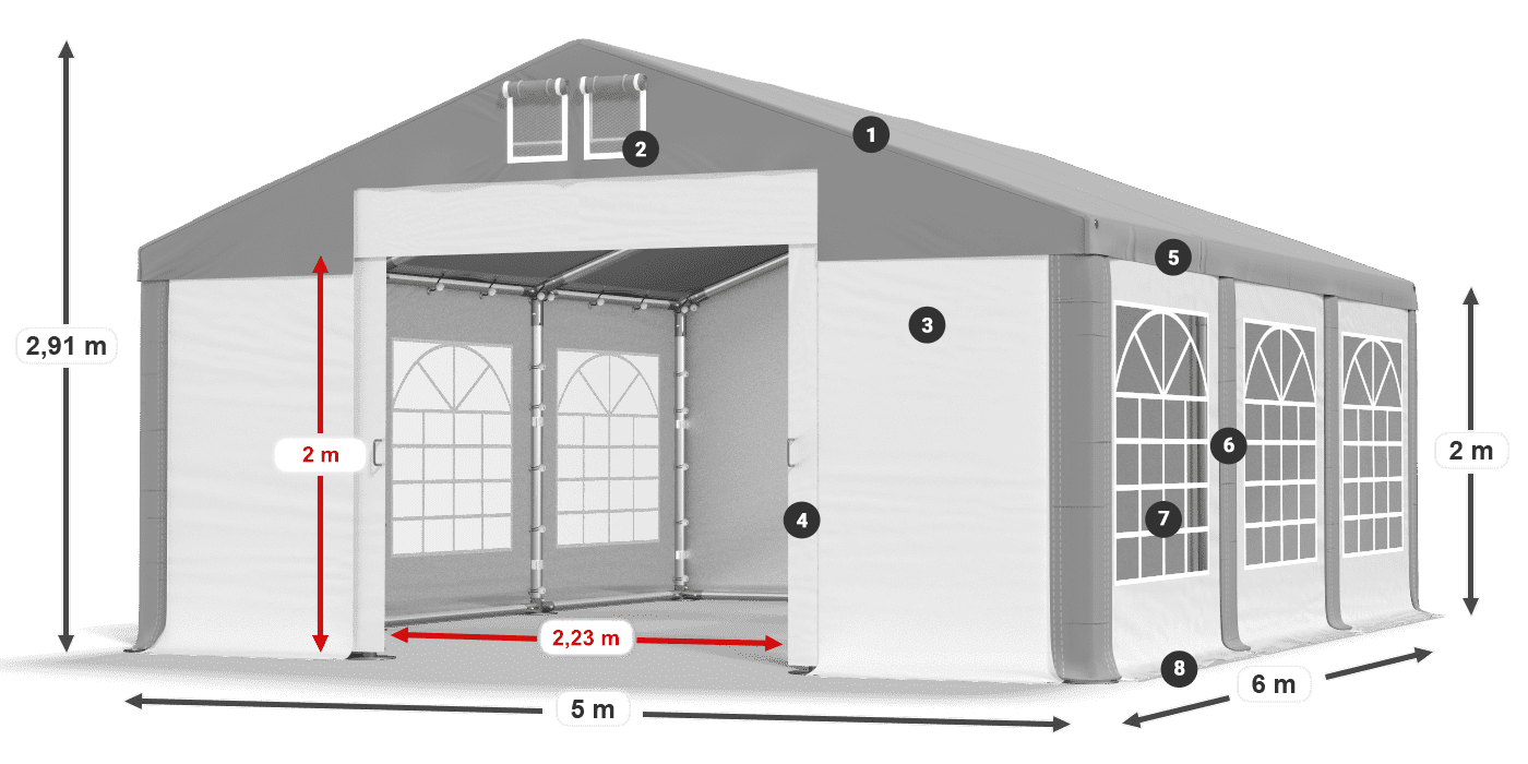 Dach: SD 560 PVC Ściany: FR 620 PVC legenda 2m