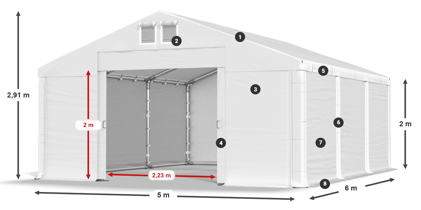 Dach: SD 560 PVC Ściany: MS 580 PVC legenda 2m