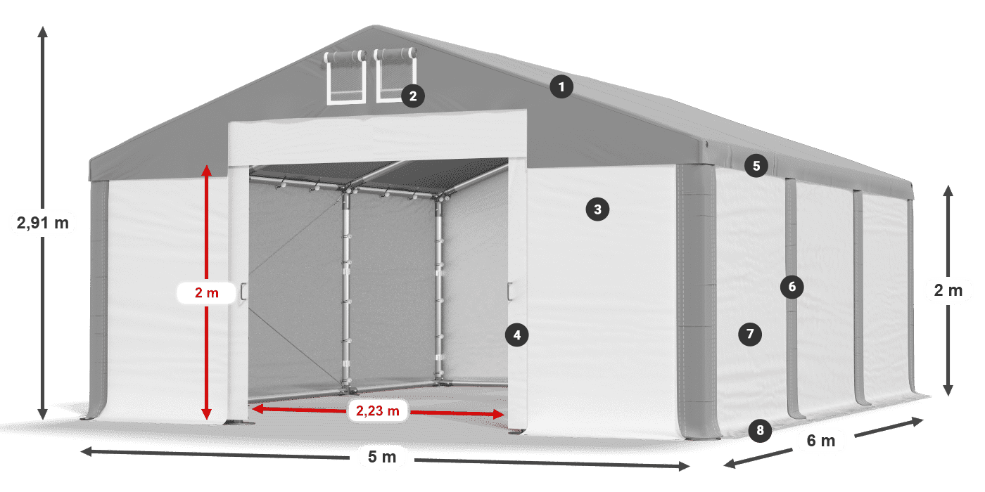 Dach: SD 560 PVC Ściany: MS 580 PVC legenda 2m