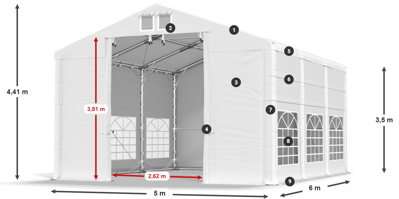 Dach: HFR 750 PVC Ściany: FR 620 PVC