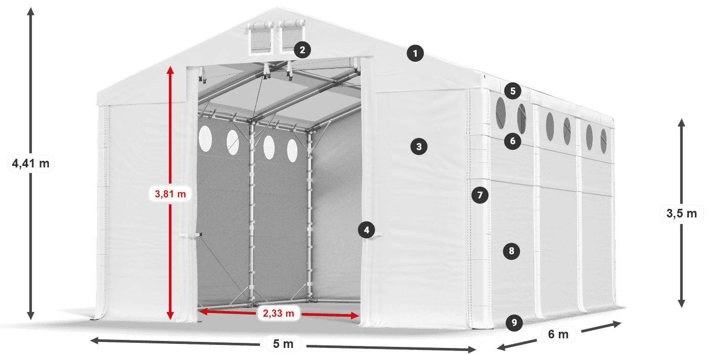Dach: MS 580 PVC Ściany: SD 500 PVC
