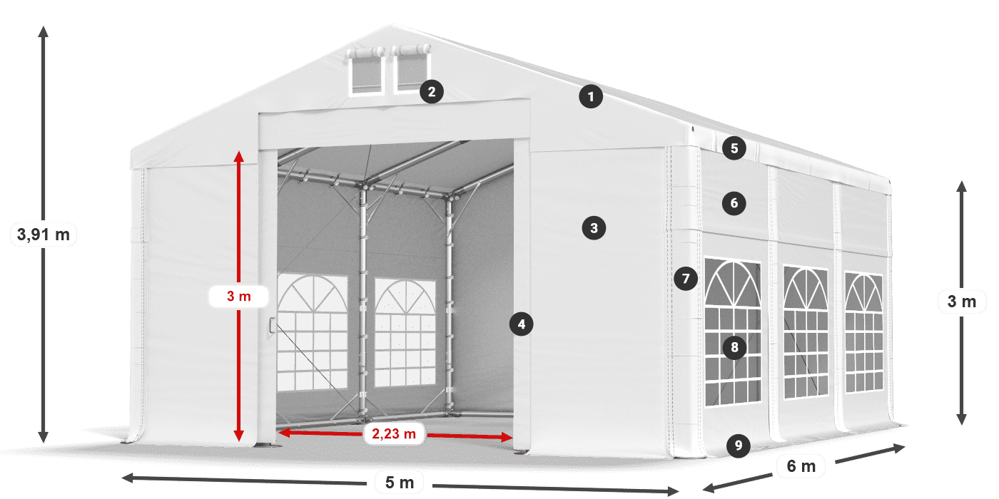 Dach: HFR 750 PVC Ściany: FR 620 PVC