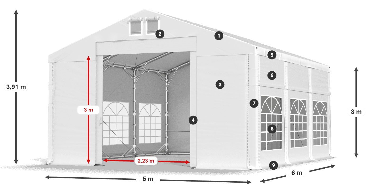 Dach: HFR 750 PVC Ściany: FR 620 PVC